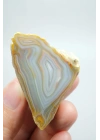 Pastel Mavi Sarı Bal Rengi ve İnce Beyaz Şeritli Siyah Deniz Akik Çifti