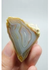 Pastel Mavi Sarı Bal Rengi ve İnce Beyaz Şeritli Siyah Deniz Akik Çifti