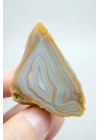Pastel Mavi Sarı Bal Rengi ve İnce Beyaz Şeritli Siyah Deniz Akik Çifti