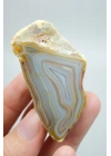 Pastel Mavi Sarı Bal Rengi ve İnce Beyaz Şeritli Siyah Deniz Akik Çifti