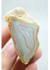 Pastel Mavi Sarı Bal Rengi ve İnce Beyaz Şeritli Siyah Deniz Akik Çifti
