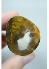 Pareja de Plumitas de Ágata Pulida del Mar Negro, Amarillo Ocre, Abanico Blanco y Dorado Mostaza