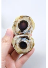 光沢のあるデントリティックオパールペア - 同心円状のバンディングとスモーキーコア、錆色のデンドライト、77g