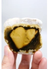 Polished Honey Merlinite Slice - Rare Golden Dendritic Opal Heart, 87g