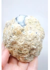 Polished Merlinite - Dendritic Opal Slab with Blue Banding & Pink Chalcedony Core, 264g
