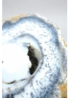 Polished Merlinite Geode - Opale Dendritique avec Bande Bleue & Cavité Centrale Druzy, 194g