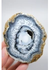 Polished Merlinite Geode - Opale Dendritique avec Bande Bleue & Cavité Centrale Druzy, 194g
