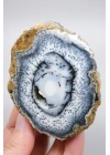 Polished Merlinite Geode - Opale Dendritique avec Bande Bleue & Cavité Centrale Druzy, 194g
