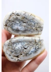 白瓷和石板灰色的梅林岩 - 树枝状蛋白石，69克