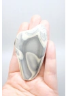 Toz Gri Merlinit Serbest Form Numune - Dumlu Gri ve Krem Dendritik Opal