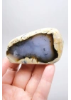 Nadir Renkli Merlinite Dilimi (İki Taraflı Cila Honey & Mavi Dendritik Opal) - Manzara Koleksiyon Taşı Numunesi (65g)