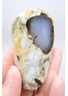 Nadir Renkli Merlinite Dilimi (İki Taraflı Cila Honey & Mavi Dendritik Opal) - Manzara Koleksiyon Taşı Numunesi (65g)