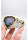 Nadir Renkli Merlinite Dilimi (İki Taraflı Cila Honey & Mavi Dendritik Opal) - Manzara Koleksiyon Taşı Numunesi (65g)