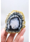 Nadir Dendritik Opal Kış Ormanı Dilimi - Cilalı Bal, Mavi ve Beyaz Merlinite