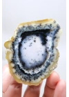 Nadir Dendritik Opal Kış Ormanı Dilimi - Cilalı Bal, Mavi ve Beyaz Merlinite