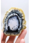 Nadir Dendritik Opal Kış Ormanı Dilimi - Cilalı Bal, Mavi ve Beyaz Merlinite