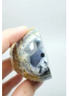 Nadir Dendritik Opal Kış Ormanı Dilimi - Cilalanmış Olağanüstü Bal, Mavi ve Beyaz