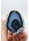 Nadir Dendritik Opal Kış Ormanı Dilimi - Cilalanmış Olağanüstü Bal, Mavi ve Beyaz