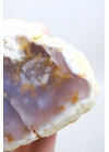 Nadir Turuncu Dendrit Merlinit Cilalanmış Yarım - Açık Mavi Dendritik Opal