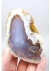 Nadir Turuncu Dendrit Merlinit Cilalanmış Yarım - Açık Mavi Dendritik Opal