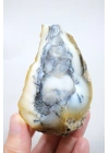 粗糙的梅林岩/有树枝状状玛瑙，带有淡蓝色水晶核，154克