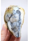 粗糙的梅林岩/有树枝状状玛瑙，带有淡蓝色水晶核，154克