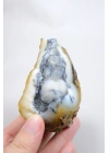 粗糙的梅林岩/有树枝状状玛瑙，带有淡蓝色水晶核，154克