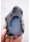 Gök Mavi Dendritik Opal Dilimi - Saydam Mavi Çekirdek ile Ağaç Şeklinde Siyah Dendritler, 142g