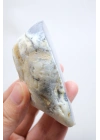 Gök Mavi Dendritik Opal Dilimi - Saydam Mavi Çekirdek ile Ağaç Şeklinde Siyah Dendritler, 142g