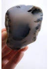 Gök Mavi Dendritik Opal Dilimi - Saydam Mavi Çekirdek ile Ağaç Şeklinde Siyah Dendritler, 142g