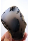 Gök Mavi Dendritik Opal Dilimi - Saydam Mavi Çekirdek ile Ağaç Şeklinde Siyah Dendritler, 142g