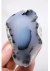 Gök Mavi Dendritik Opal Dilimi - Saydam Mavi Çekirdek ile Ağaç Şeklinde Siyah Dendritler, 142g