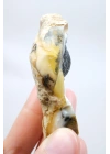 小黄色树枝状蛋白石晶洞，具有自然“眼睛”形态和黑色晶核，41克