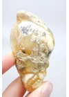 小黄色树枝状蛋白石晶洞，具有自然“眼睛”形态和黑色晶核，41克