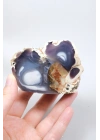 Tranche dopale commune bleu lavande fumée avec un œil orbiculaire blanc, 264g