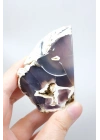 Tranche dopale commune bleu lavande fumée avec un œil orbiculaire blanc, 264g