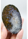 Soft Lavender Purple Band and Mustard Yellow Plume Agate with Quartz, 129g