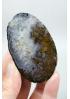 Soft Lavender Purple Band and Mustard Yellow Plume Agate with Quartz, 129g