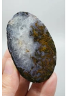 Soft Lavender Purple Band and Mustard Yellow Plume Agate with Quartz, 129g
