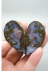 Violet & Bronze Plume Karadeniz Akik Çifti