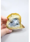 Sarı Dendritik Opal Dendritik Opal Jeotu, Doğal Göz Oluşumu ve Mavi Druzy Çekirdek, 155g