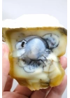 Sarı Dendritik Opal Dendritik Opal Jeotu, Doğal Göz Oluşumu ve Mavi Druzy Çekirdek, 155g
