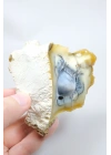 Sarı Dendritik Opal Dendritik Opal Jeotu, Doğal Göz Oluşumu ve Mavi Druzy Çekirdek, 155g