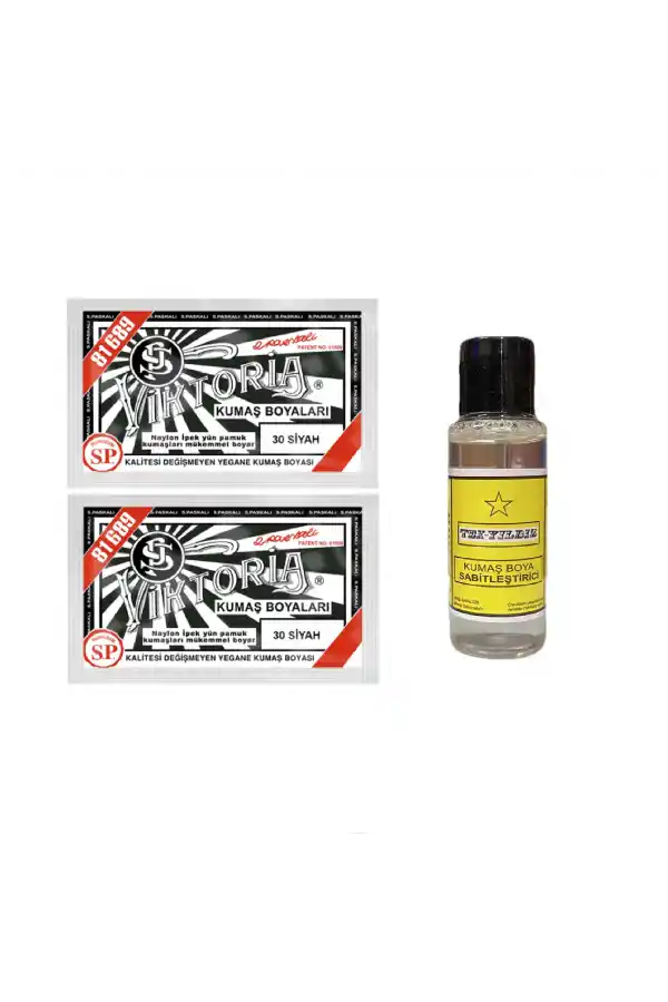 1 Adet Sabitleyici+Siyah Kumaş Boyası Viktoria 10gr 2Adet