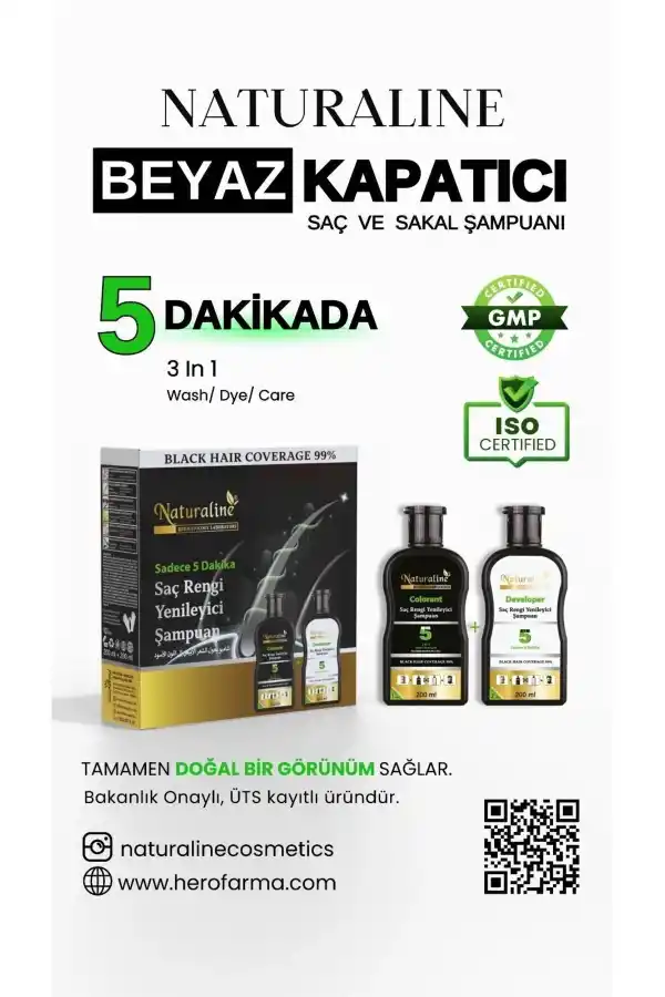 Sampoo Saç Siyahlaştırıcı Şampuan Saç Rengi Yenileyici Şampuan Unisex, Naturaline