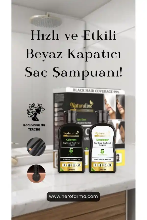 Sampoo Saç Siyahlaştırıcı Şampuan Saç Rengi Yenileyici Şampuan Unisex, Naturaline