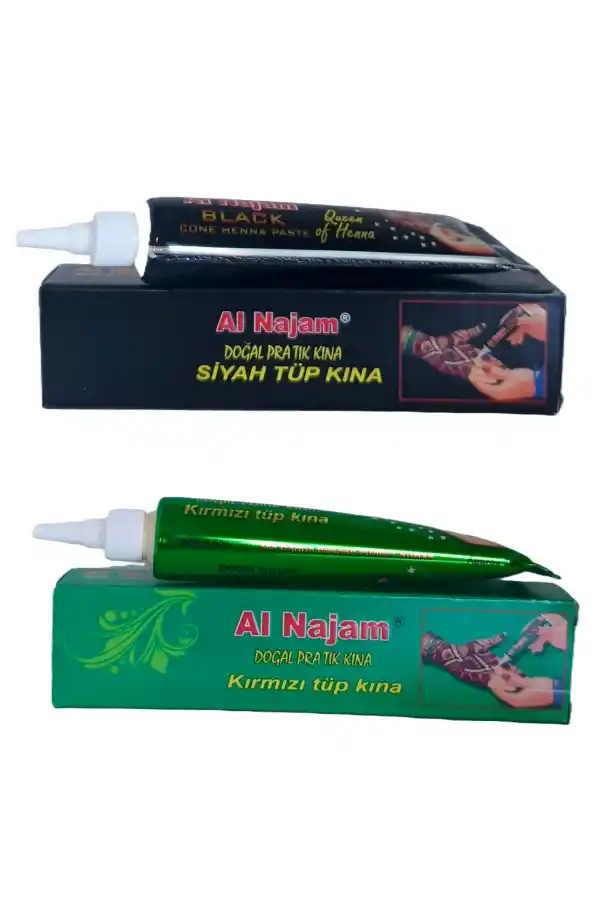 Kızıl (Kırmızı) Doğal Tüp Kına 30 gr +Siyah Doğal Tüp Kına 30 gr Pratik kına