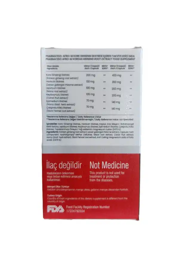 AFRO-M Kore Ginsengi Ekstresi İçeren 60 Kapsül, Pharmateks