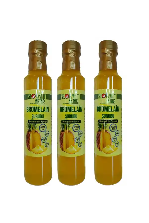 Bromelain Şurubu, Katkısız, Doğal, 250ml 3 Adet, DVD Lokman Aktar