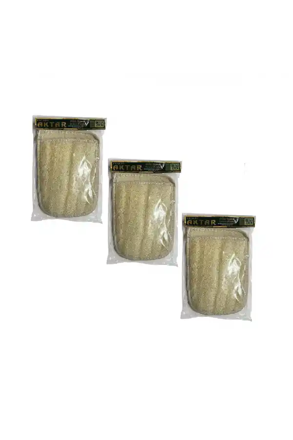 Kabak ve Mısır Lifli Çift Yüzlü Banyo Kesesi (El geçmeli) (21,5 * 16,5cm),3 Adet Derya Eren